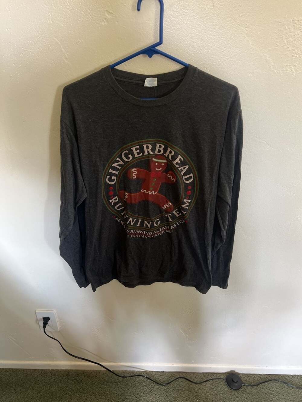 Port & Company Gingerbread Running Team Christmas Graphic Long Sleeve T-Shirt